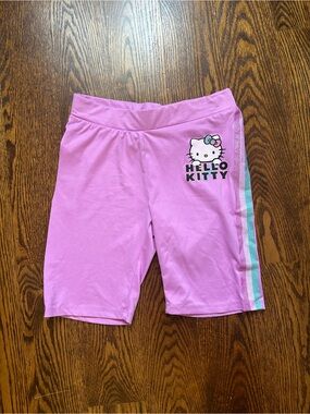 Hello Kitty Pink Girls' Stretch Bike Shorts with Side Stripes